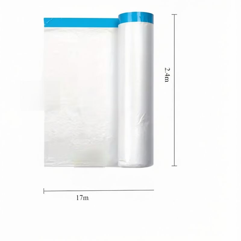 Afdekfolie met kleef strip (17mx2.4m) 4 stuks