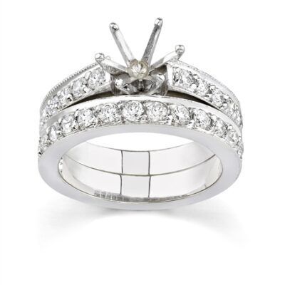 Classic Bridal Set 1 ? 14K. GOLD LADIES WEDDING SET 1.20 CARAT ROUND CUT NATURAL DIAMONDS