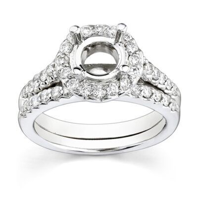Classic Bridal Ring 3 /14K. GOLD LADIES DIAMOND WEDDING SET  1.35 CARAT NATURAL ROUND CUT DIAMONDS