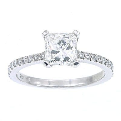 Modern Bridal Ring 2 / 1.54 CT. NATURAL PRINCESS CUT EGL CERTIFIED H/ VS1 0.50 CT ROUND SIDE DIAMONDS