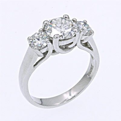 NH #3 /  14K.GOLD 1.00 CARAT NATURAL GIA CERIFIED F/ VS2  CENTER DIAMOND 0.50 CT  NATURAL SIDE DIAMONDS