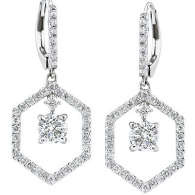 Diamond Earrings 6 /  14K. GOLD 2.00 CARAT ROUND CUT NATURAL DIAMONDS