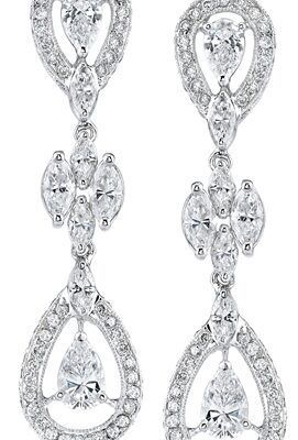 Diamond Earrings 5 / 14K GOLD ROUND & PEAR SHAPE NATURAL DIAMONDS 2.50 CARAT