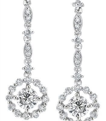 Diamond Earrings 4 / 14K GOLD 1.50  CT ROUND CUT NATURAL DIAMONDS