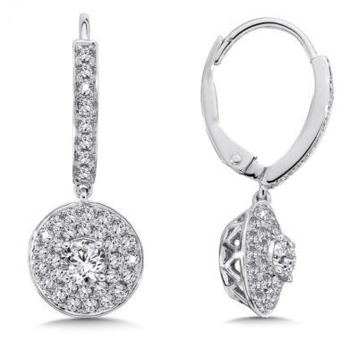 Diamond Earrings 1 / 14K. GOLD 2.00 CARAT OF ROUND CUT NATURAL DIAMONDS