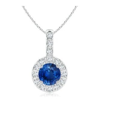 DP #6/ 14K. GOLD NATURAL ROUND CUT DIAMOND & SAPPHIRE PENDENT DP #6/ 14K. GOLD NATURAL ROUND CUT DIAMOND & SAPPHIRE PENDENT