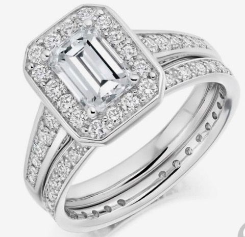 Bridal Ring #1  2.00 CARAT NATURAL ALL DIAMONDS 0.50 EMERALD CUT GIA CERTIFIED D / VVS1