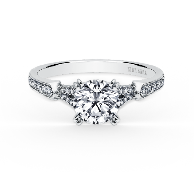 ENGAGEMENT RING LG2 14K GOLD LADIES  NATURAL DIAMOND ON THE SIDE 1.00 CARAT LAB GROWN CENTER DIAMOND E/ VVS2 IGI CERTIFIED