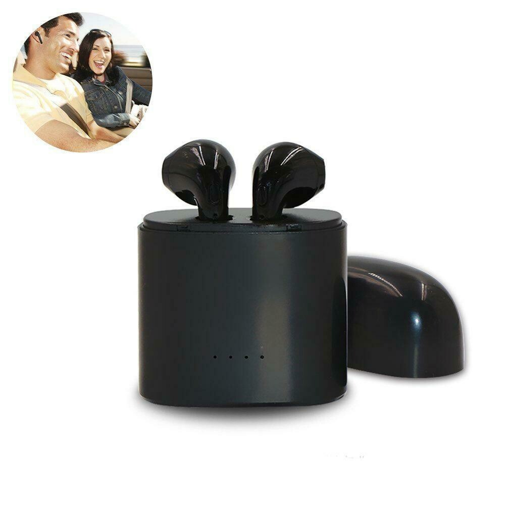 Dual Chamber Wireless Bluetooth Earphones With Charging Box, Color: Black