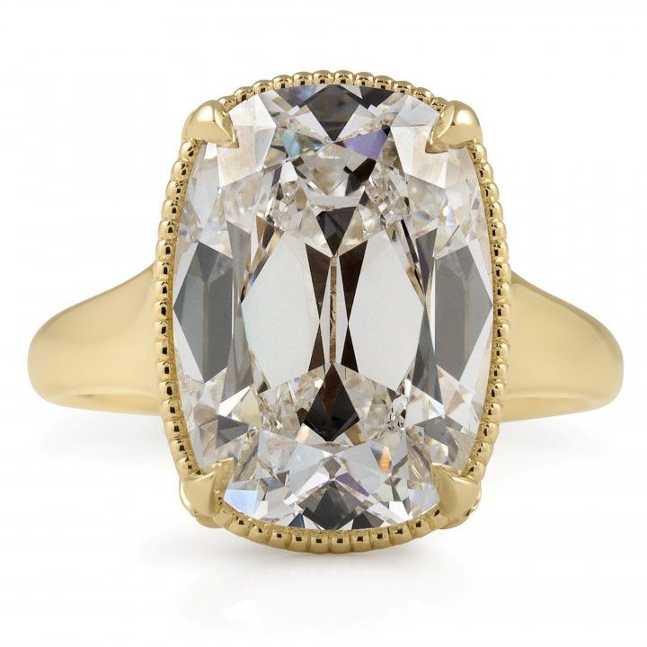 6.68 carat Antique Cushion Lab Diamond Milgrain Tapered Ring
