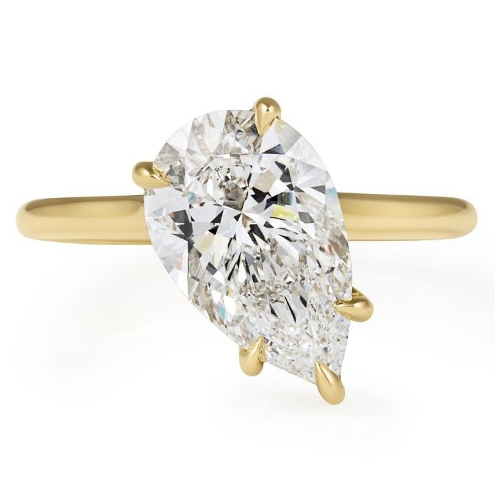 2.82 carat Slanted Pear Shape Lab Diamond Solitaire Ring