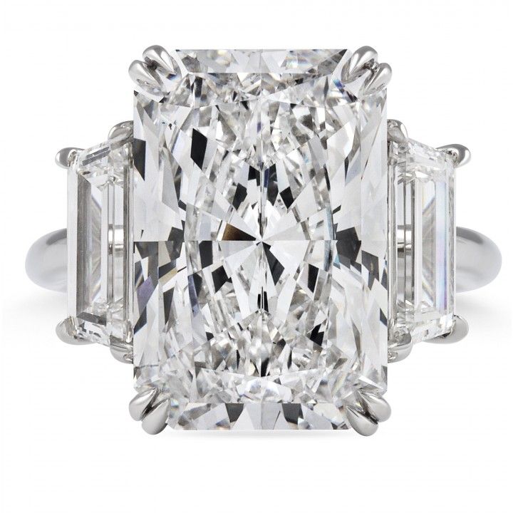 9.61 carat Radiant Cut Lab Diamond Three-Stone Ring