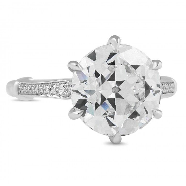 5.47 carat Old Euro Lab Diamond Pave Web Prong Ring