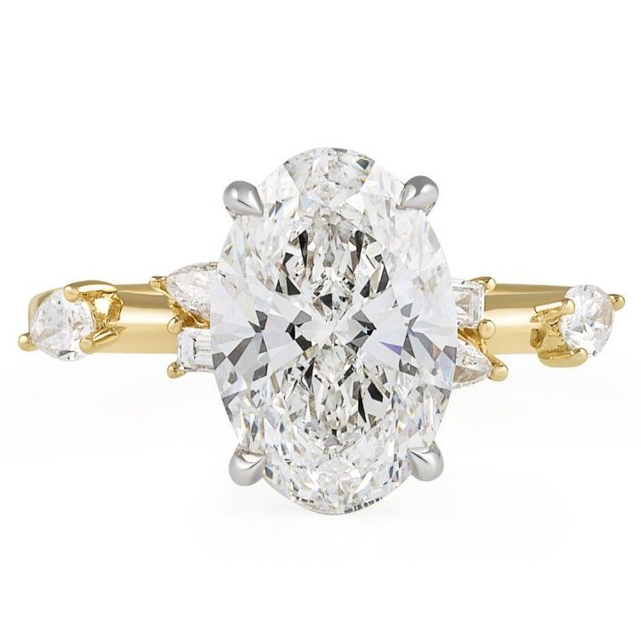 3 carat Oval Lab Diamond Nine Stone Accent Band Ring