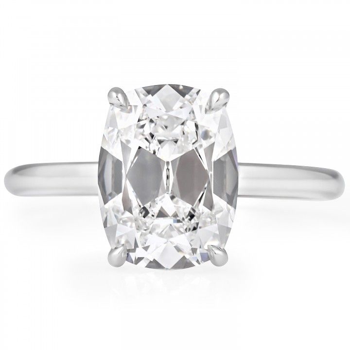3.19 carat Antique Cushion Lab Diamond Solitaire Ring