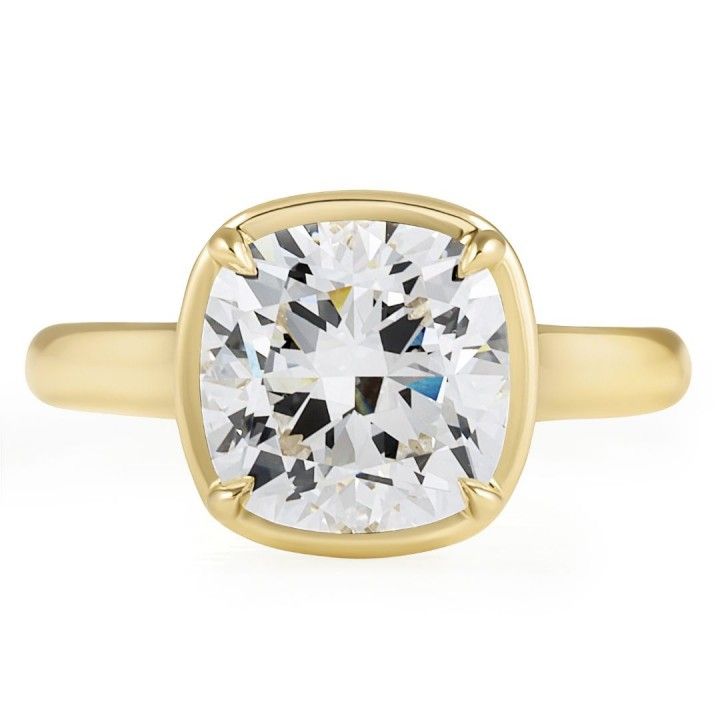 3.32 carat Cushion Cut Lab Diamond Bezel Ring