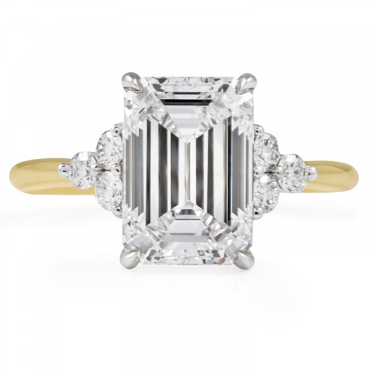 3.17 carat Emerald Cut Lab Diamond Seven Stone Ring