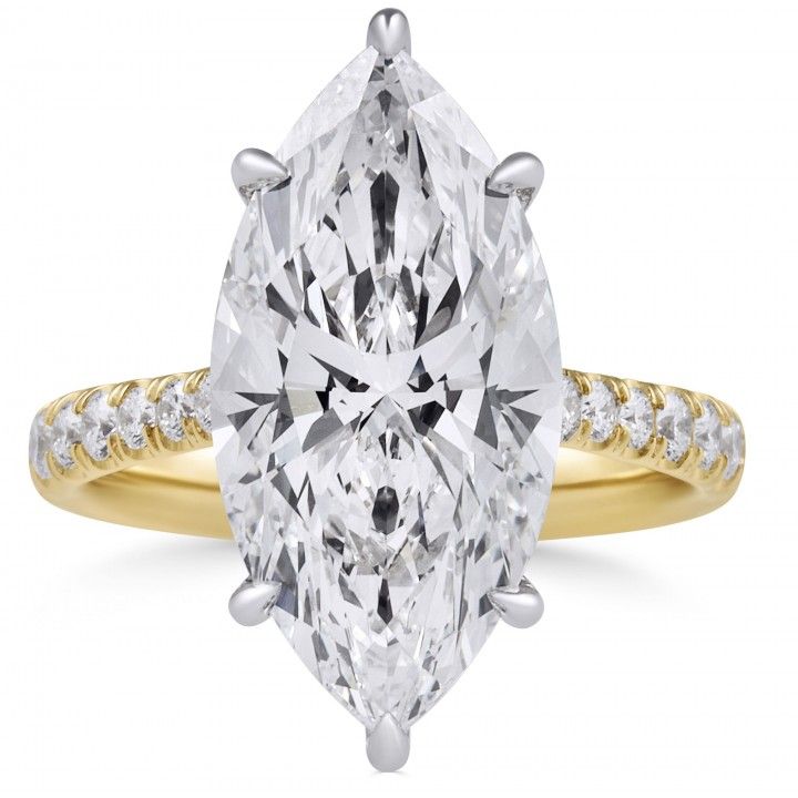 6.10 carat Marquise Cut Lab Diamond Tapered Pave Ring