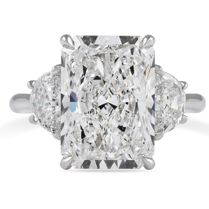 6.31 carat Radiant Cut Lab Diamond Trellis Three-Stone Ring