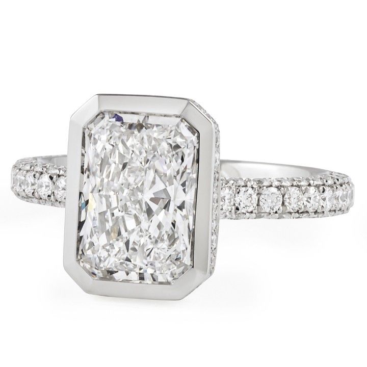 2.36 carat Radiant Lab Diamond Bezel Three-Row Ring