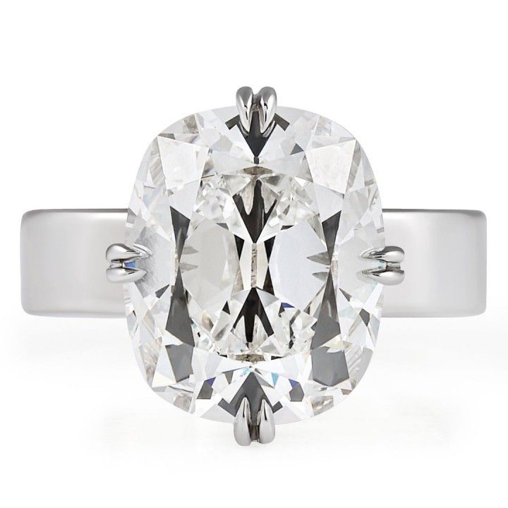 7.08 carat Antique Cushion Lab Diamond Compass Prong Cigar Ring