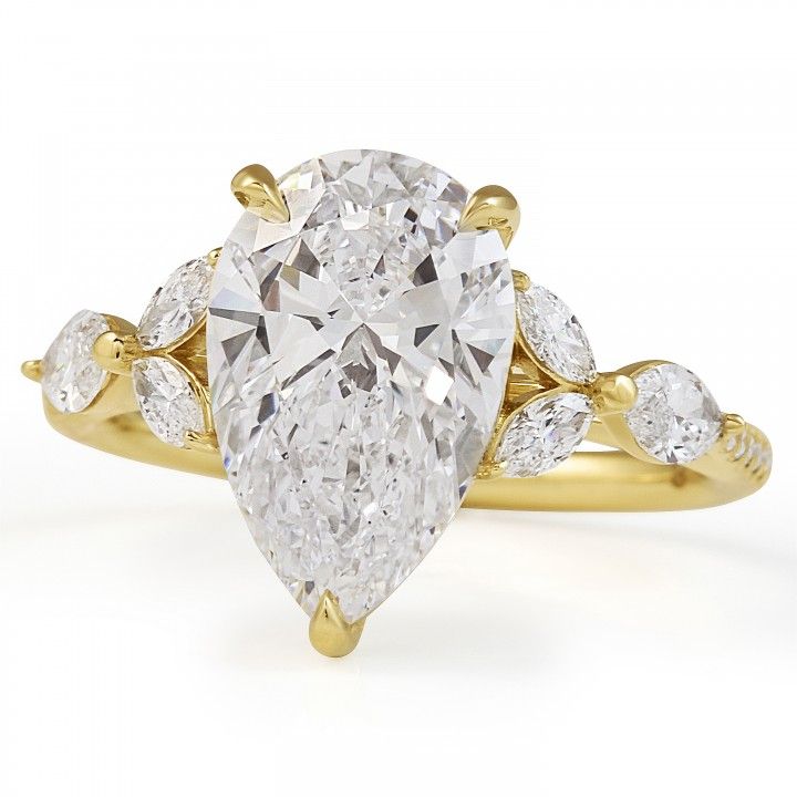 3.17 carat Pear Shape Lab Diamond Seven-Stone Ring