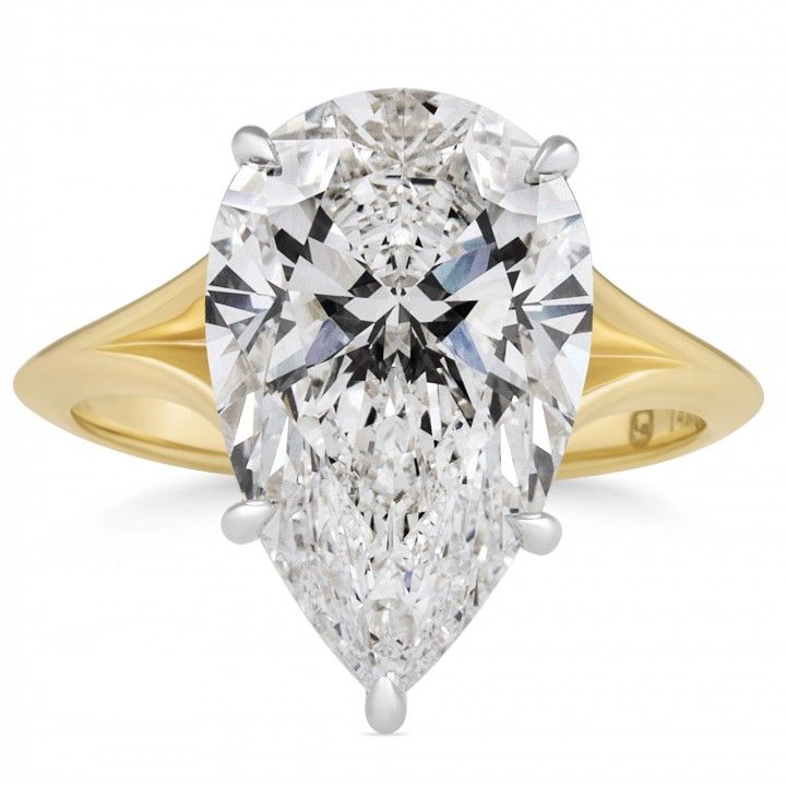 5.23 carat Pear Shape Lab Diamond Split Shank Ring