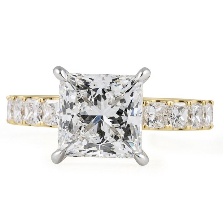 3.08 carat Princess Cut Lab Diamond Princess Band Ring