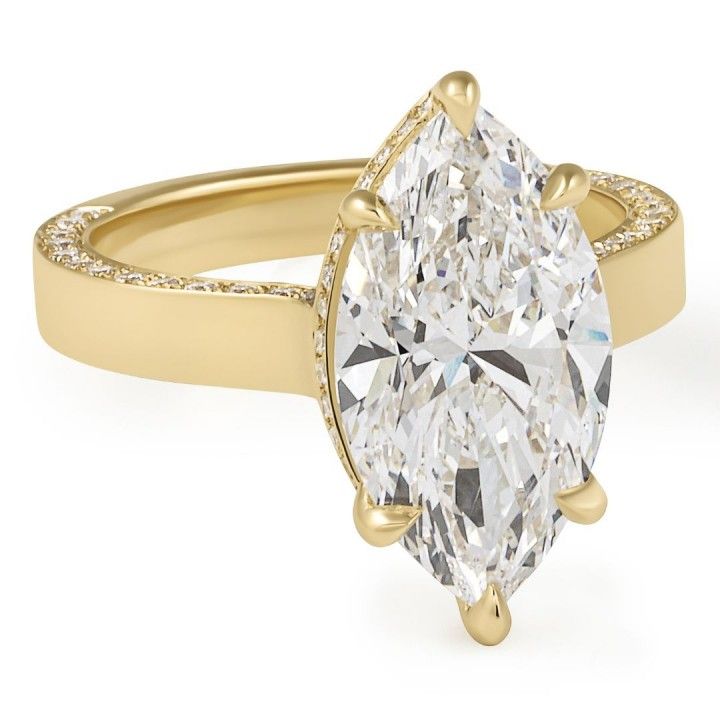 3.65 carat Marquise Lab Diamond Pave Profile Ring