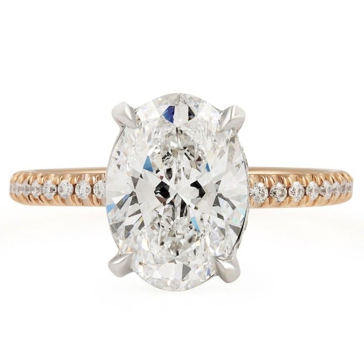 2.77 carat Oval Lab Diamond Two-Tone Pave Ring