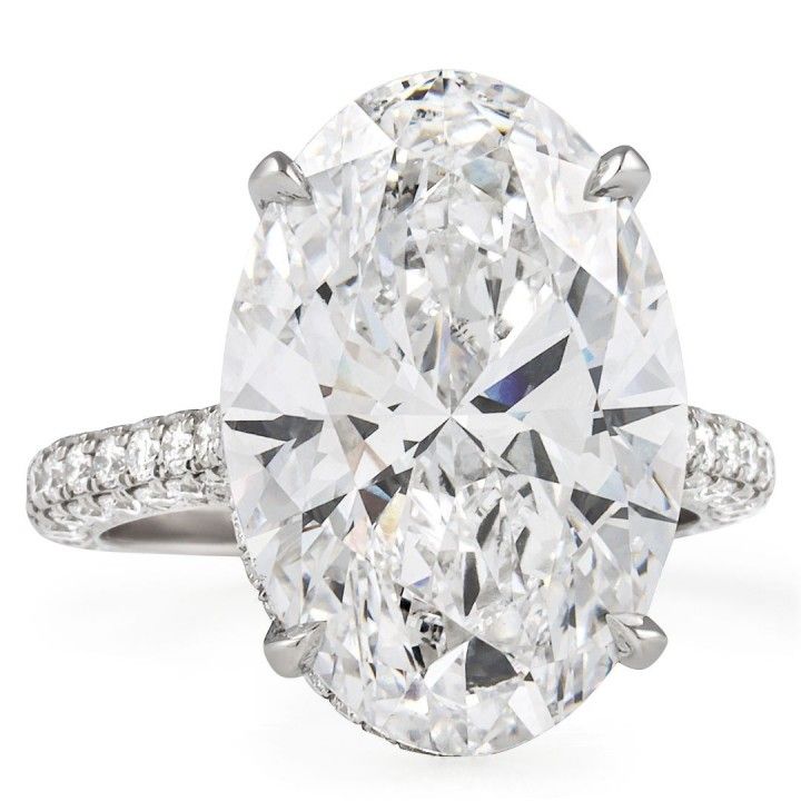 10.23 carat Oval Lab Diamond Three Row Pave Ring