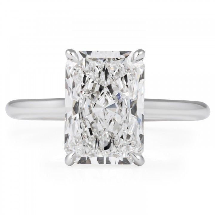 3.41 carat Radiant Cut Lab Diamond Solitaire Cathedral Ring