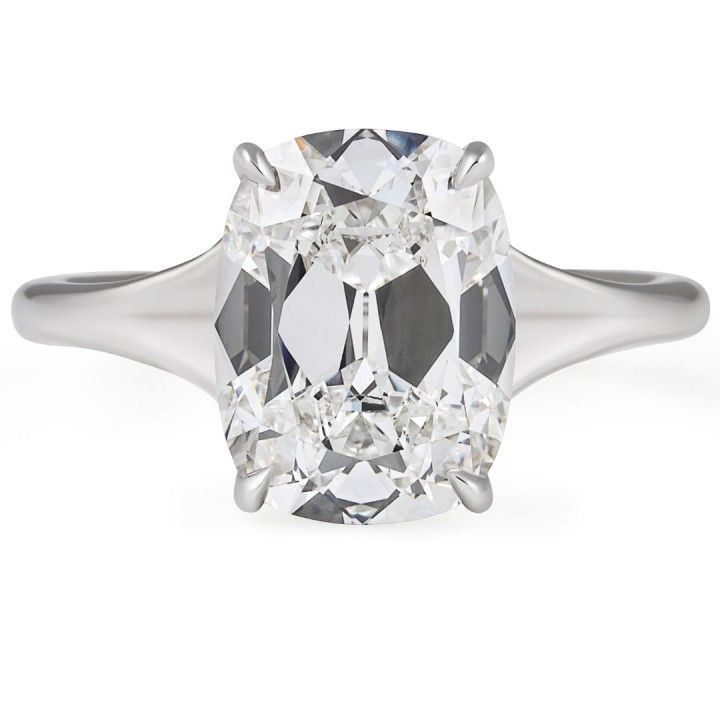 3.64 carat Antique Cushion Lab Diamond Euro Shank Ring