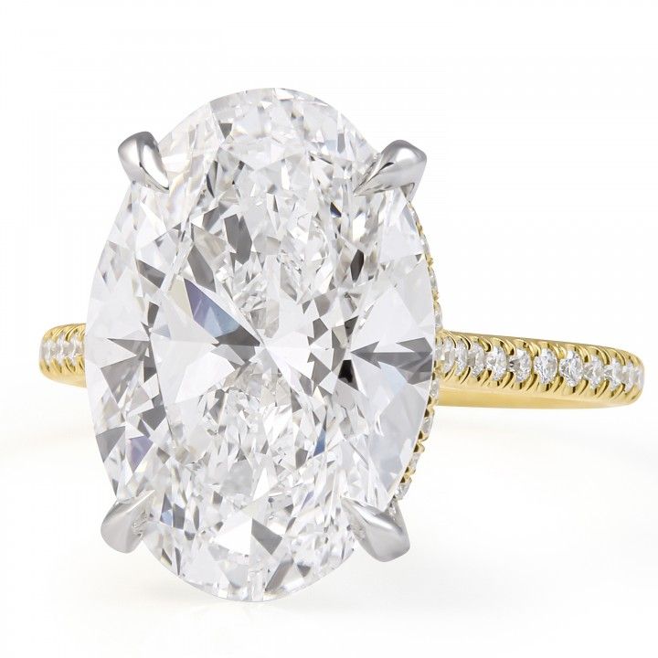 7.29 carat Oval Lab Diamond Pave Prong Ring