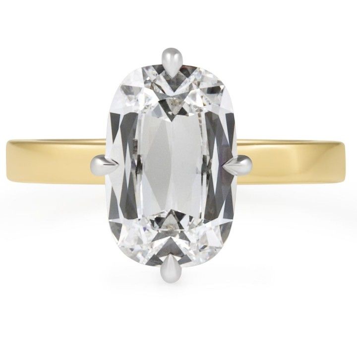 2.55 carat Antique Hybrid Lab Diamond Compass Prong Ring