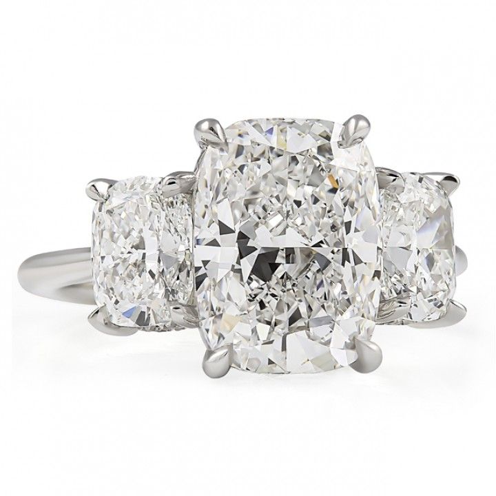 3.77 carat Cushion Cut Lab Diamond Three-Stone Ring