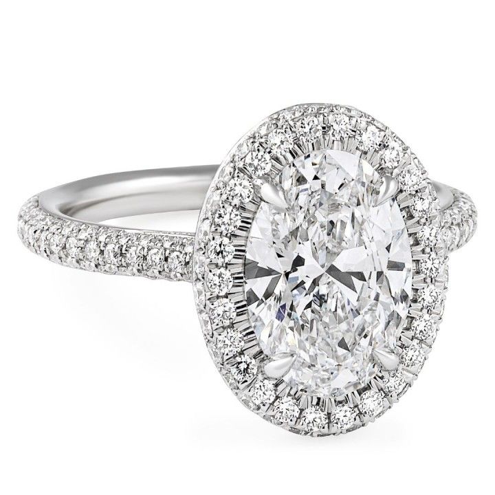 2.65 carat Oval Lab Diamond Double-Edge Halo Three Row Ring