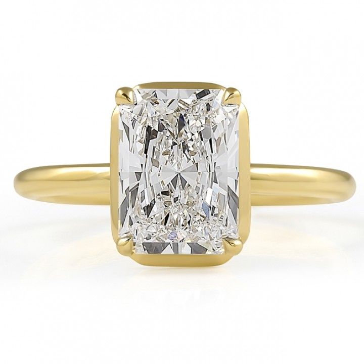2.24 carat Radiant Cut Lab Diamond Solitaire Hidden Halo™ Ring