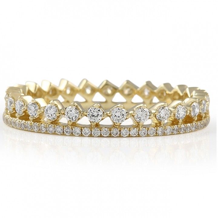 Two-Row Compass and Pave Set Diamond Eternity Band