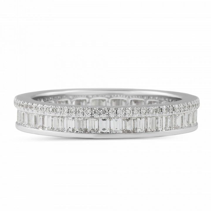 Two-Row Pave and Baguette Channel Lab Diamond Eternity Band
