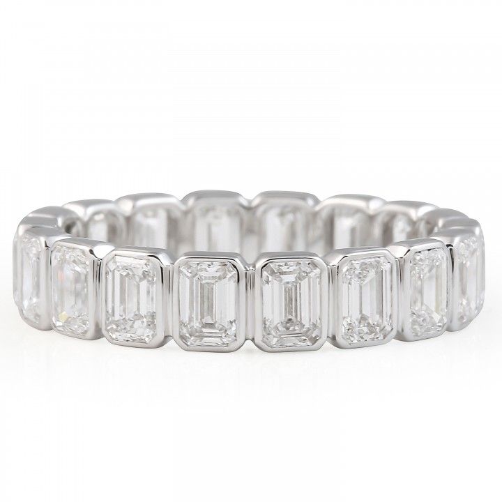 2.3 carat Emerald Cut Lab Diamond Bezel Eternity Band