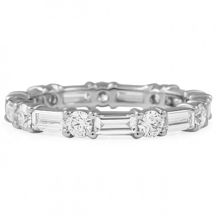 Alternating Round and East-West Baguette Lab Diamond Eternity Band