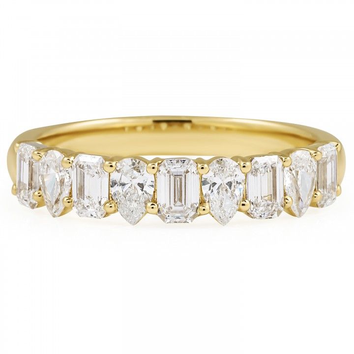 Emerald and Pear Lab Diamond Halfway Band