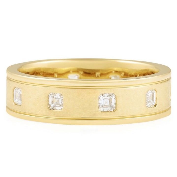 Men's Asscher Cut Lab Diamond Spotted Inlay Band