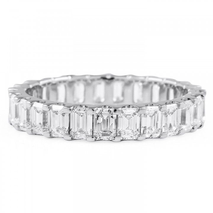 2.45 carat Emerald Cut Lab Diamond U-Shape Eternity Band