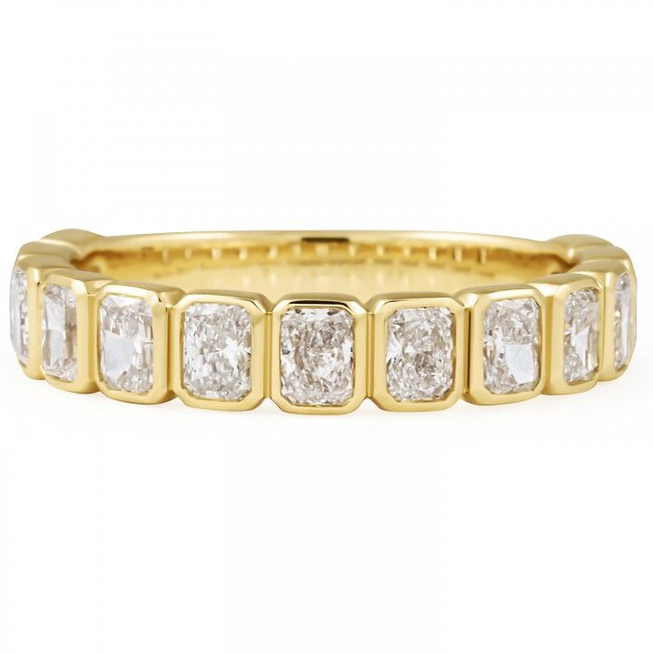 1.35 carat Radiant Cut Lab Diamond Bezel Three-Quarter Band