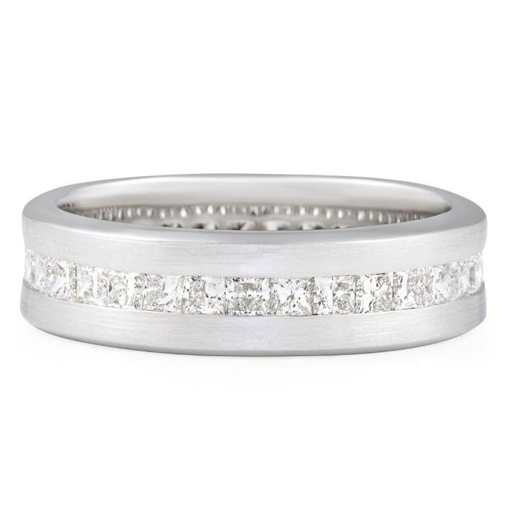 Men's Princess Cut Lab Diamond Matte Channel Set Band