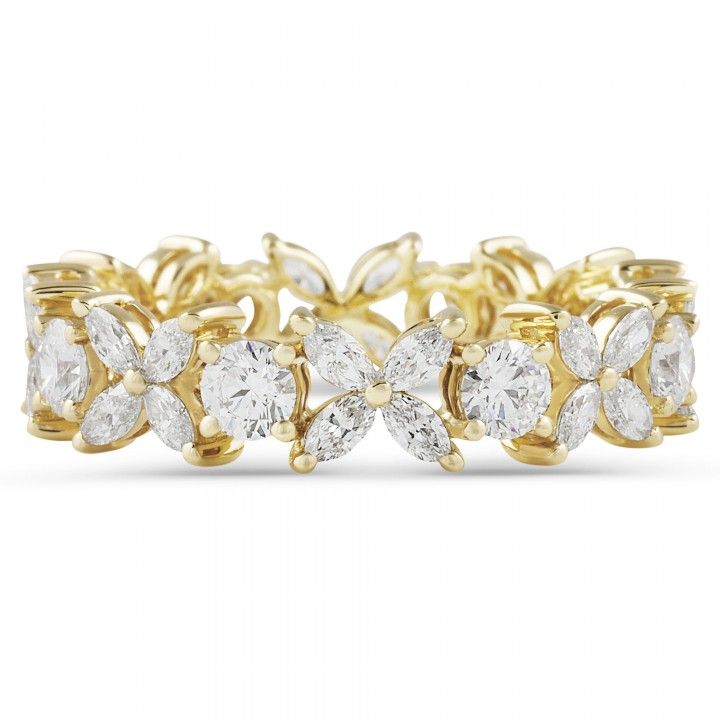 Petite Round and Marquise Fleurette Lab Diamond Eternity Band