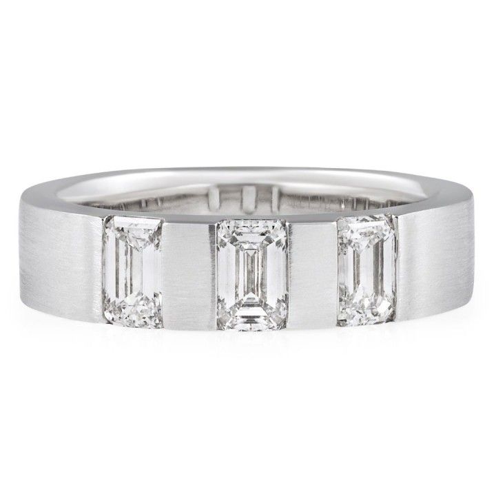 Men's Emerald Cut Lab Diamond Triple Stone Band