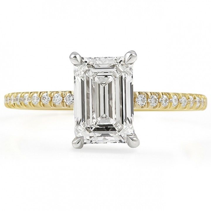 1.52 carat Emerald Cut Lab Diamond Super Slim Engagement Ring